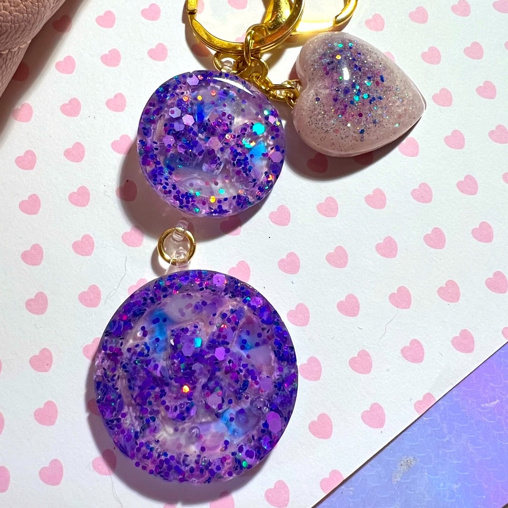 Handmade Purple Glitter Bag Charm